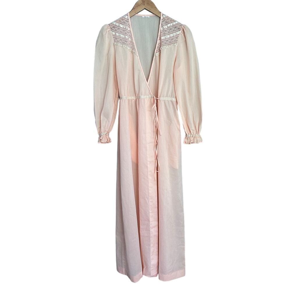 Vintage Lightweight Lounge Robe pink cotton Small